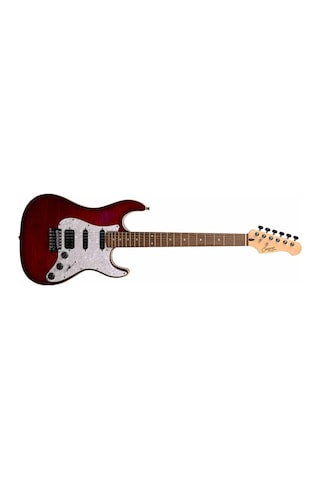 Guson Superstrat Hss Elektro Gitar Quilted Kırmızı