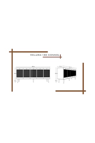 Melura Konsol 180 Cm %100 Mdf Lake Ahşap Ayaklı Gri