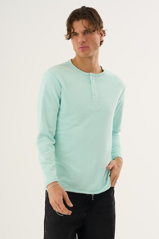 Alexandergardi Waffle Kumaş Düğmeli Yaka Uzun Kollu Sweatshirt Mint
