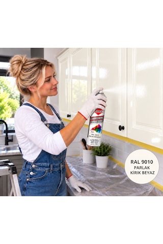 Ral 9010 Beyaz Sprey Boya Parlak Kırık Beyaz Akrilik Börfh 400 Ml 6025008 0001 Beyaz