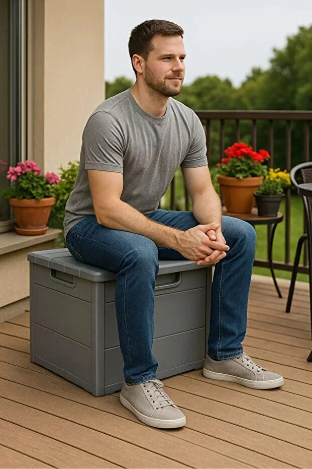 120 Lt Bahçe, Balkon, Kiler, Depolama Sandığı Gri