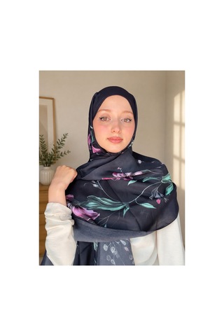B Blueberry İtalia Soft Pamuk Viskon Şal lacivert