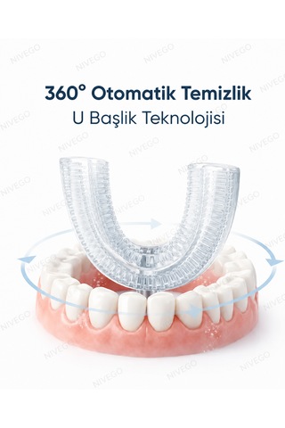 Nıvego U Tipi Sonic Otomatik Diş Fırçası 45 Saniyede 360 Temizlik - U Şekilli Diş Fırçası Şarjlı