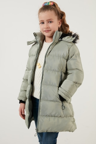 Lela Peluş Astarlı Yakası Suni Kürklü Çıkarılabilir Kapüşonlu Kışlık Kız Çocuk Mont 5766038 Mint