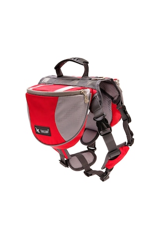 Samdoo Kırmızı L Boy Nylon Köpek Sırt Çantası, Yolculuk İçin Yansıtıcı Şeritli, Taban Kuyruklu Tasarım