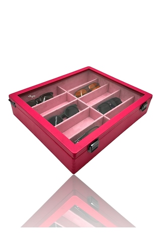 Diji 10'lu Gözlük Kutusu Gözlük Çantası Pembe İçi Pembe