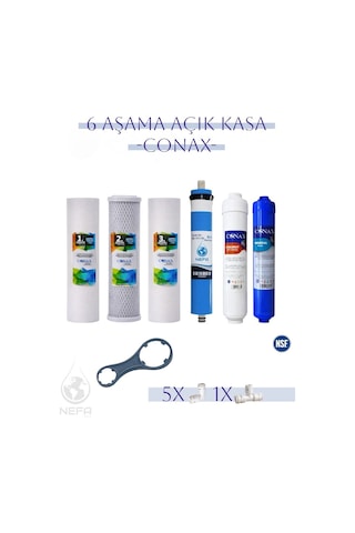 Conax Tüm Açık Kasalar Için Filtre Seti 6 Aşamalı, 80 GPD Membran