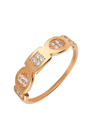 Zirkon Taşlı Geometrik Tasarım Rose Renk 925 Ayar Gümüş Bayan Yüz (531208790)