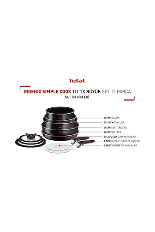 Tefal Ingenio Simplecook 1x Büyük Tava Tencere Seti - 12 Parça Diğer