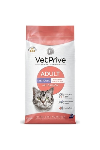 Vet Prive Kısırlaştırılmış Somonlu Yetişkin Kedi Maması 10 KG Vet Prive Kısırlaştırılmış Somonlu Yetişkin Kedi Maması 10 KG