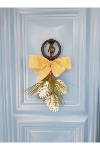 Bukosh 3 'lü Kozalak Kapı Süsü Ev Dekoru Yılbaşı Süsü Krem