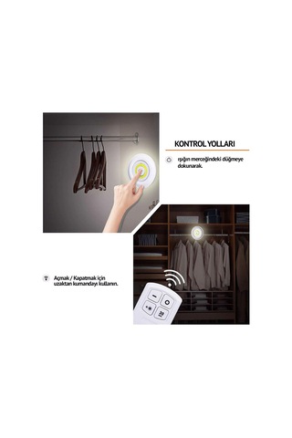 Uzaktan Kumandalı Yapışkanlı Led Spot Lamba 5365 Çok Renkli