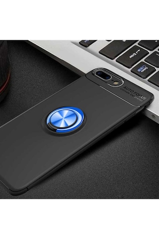 Apple Uyumlu iPhone 7 Plus Kılıf Zore Ravel Silikon Kapak Siyah-Mavi