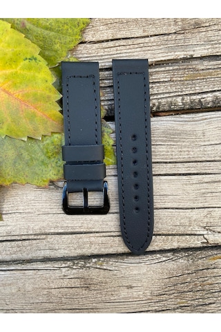 22 Mm Siyah Deri Saat Kordonu