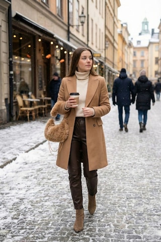 Vivazzaluxe Vintage Peluş Kürk Model Sonbahar, Kış Tote Bag Kadın El, Omuz, Çapraz Çanta Bej