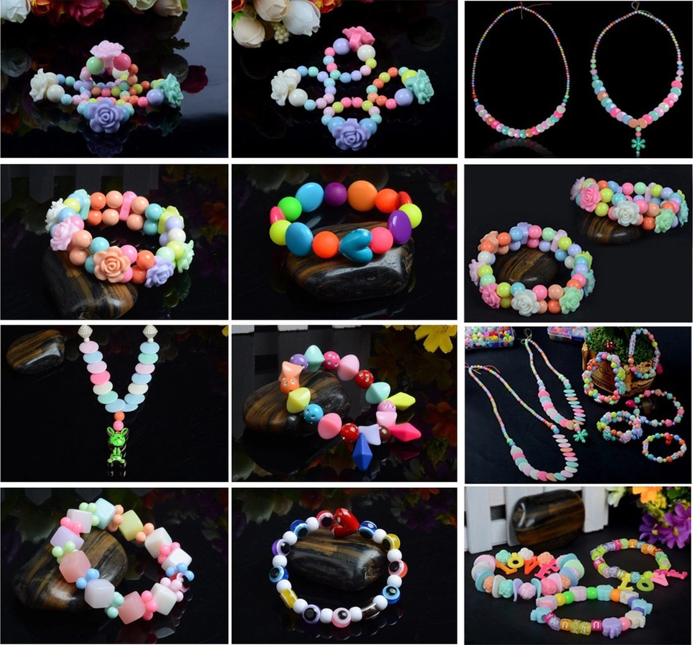 Moveevo 02 Renkli Perforeli Plastik Boncuklar - Kolye Ve Bilezik Dıy Aksesuar Seti Diğer