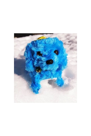 Pilleri Hediye Yürüyen Havlayan Sevimli Peluş Pilli Oyuncak Köpek 13 Cm. Krem Pembe Mavi Kahve Mor Mavi