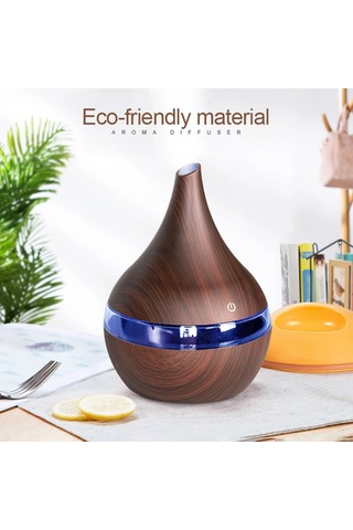 Reedark Kahverengi 300ml Usb Nemlendirici - 7 Renkli Led Işık Ve Uyku Lambası, Ultra Sessiz Aromaterapi Makinesi