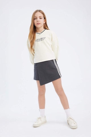 DeFacto Kız Çocuk 2'li Takım Baskılı Sweatshirt Şort Etek D9232A825SPER85 Ekru