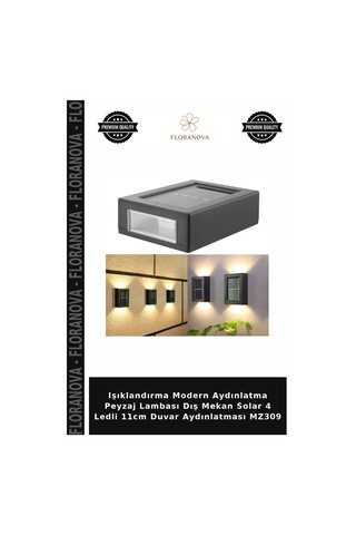 Işıklandırma Modern Aydınlatma Peyzaj Lambası Dış Mekan Solar 4 Ledli 11cm Duvar Aydınlatması Mz309 Diğer