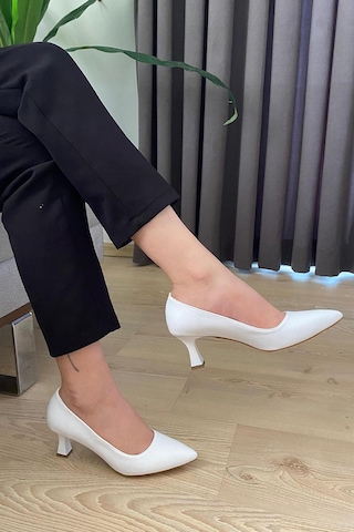 Preshley Kadın Sity Beyaz 6 Cm İnce Topuklu Stiletto Beyaz