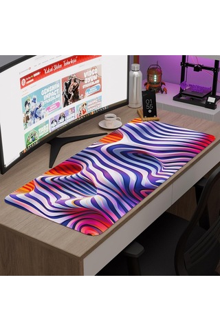 Realistik Çizgi Gaming Mouse Pad Kauçuk Kaymaz Taban Mousepad V2, 90x40 Xxl