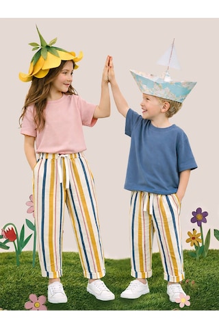 Mshb&g Çizgili Dokuma Unisex Kız Erkek Çocuk Dokuma Pantolon İlkbahar-yaz 2-8 Yaş Çok Renkli