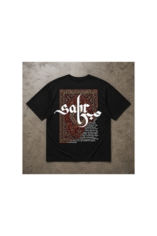 Yolo Street Oversize Siyah Tişört Sabır Hat Yazı Desenli, %100 Pamuk, Unisex Streetwear Siyah2a