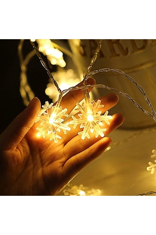 5 Metre Led Işıklı 28'li Kar Tanesi Işık Zinciri Dekoratif Pilli Aydınlatma Ev Dekorasyonu Süsleme Salon Oda Merdiven Balkon Süslemeleri İçin Yılbaşı Eğlence Doğum Günlerine Özel Aydınlatma