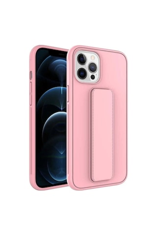 Apple Uyumlu iPhone 12 Pro Kılıf Zore Qstand Kapak Pembe