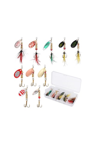 Valkyrie 10 Adet Kutulu Fly Spinner Bait Yem Zoka Seti Döner Tip Tatlı Tuzlu Sinek Olta