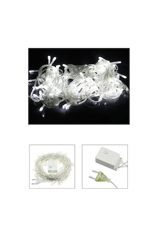 Mor Renk Yılbaşı Ağacı Doğum Günü Parti Led Işık 8 Animasyonlu 100 Ledli 10 Metre Fişli - Beyaz