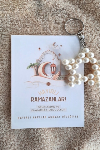 Hayırlı Ramazanlar -10 Adet İnci Yıldız Anahtarlık - Ramazan