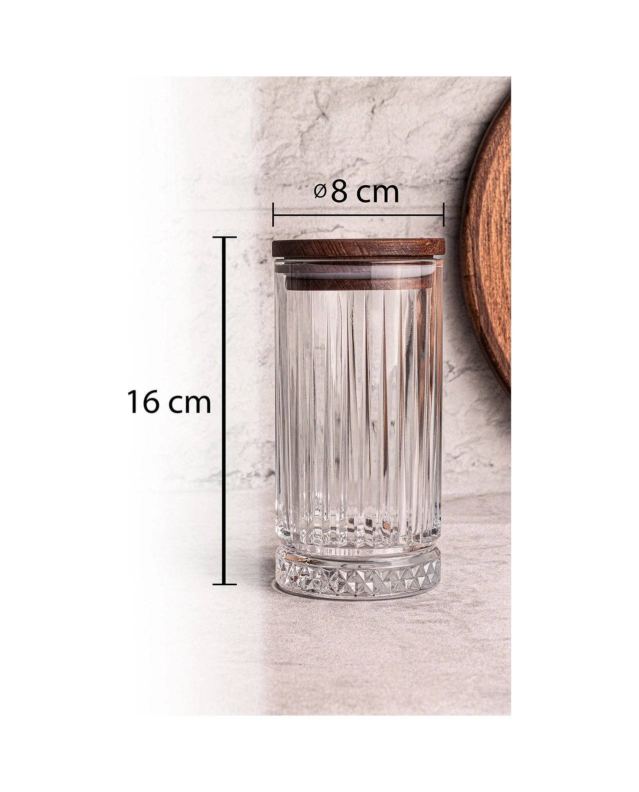 Mira 2'li Ahşap Vakumlu Kapaklı Cam Saklama Kabı 450 Ml 2 Adet Ahşap