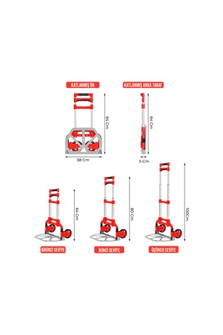 Deko Turkey DKT80EB 80Kg Teleskopik Katlanır Koli Taşıma Arabası