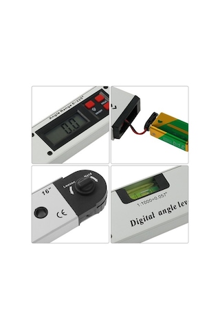 Novahub Su Terazisi 16 225 Dijital Açı Ölçer Lcd Elektrikli Yatay Dikey Seviye Kabarcıklı Gümüş Kaplama,