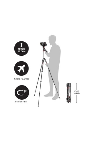 Manfrotto Mvkbfrtc-lıveus Befree Live Karbon Fiber Video Tripod Seti, Sıvı Başlı, M-lock Bükümlü Bacak Kilitleri,