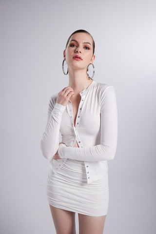 Holly Lolly Çıtçıtlı Uzun Kollu Anna Bluz Beyaz