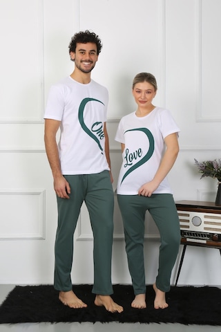 Akbeniz Kadın Pamuk Penye Sevgili Kombini Pijama Takımı Beyaz 50127 Tek Takım Fiyatıdır-beyaz Beyaz