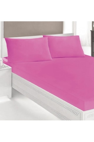 Altın Karma Havlu Lastikli Çarşaf Takımı 180x200 Cm 2 Adet 50x70 Cm Yastık Kılıfı Fuşya