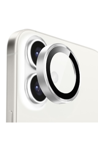 Buff Apple Uyumlu iPhone 16 Plus Metal Kamera Lens Koruyucu Silver