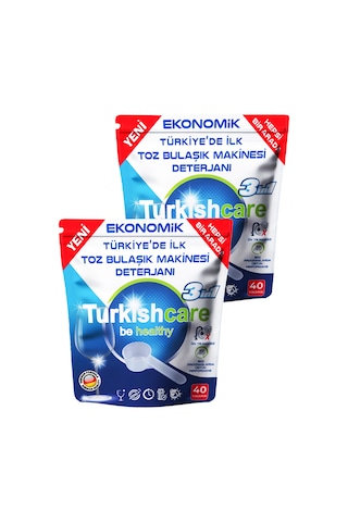 Turkishcare Ekonomik Hepsi Bir Arada Bulaşık Makinesi Deterjanı Toz 40x2 80 Yıkama