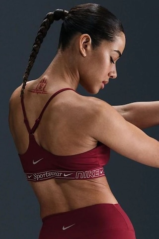 Nike Indy Women's Light Support Padded Adjustable Sports Bra Hafif Destekli Dolgulu Kadın Bra Bordo
