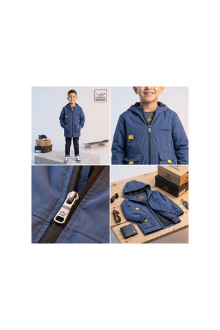 Deniva Kids Erkek Çocuk İçi Astarlı Kapüşonlu Rüzgarlık Mevsimlik Mont & Yağmurluk Saks