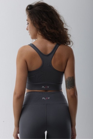 Micro Polyester Gri Toparlayıcı Sporcu Bra Gri