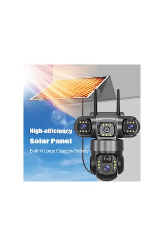 12 Mp 3 Kameralı Ultra Hd 4g Güneş Enerjili Solar 4g Simkartlı Akıllı Güvenlik Kamerası