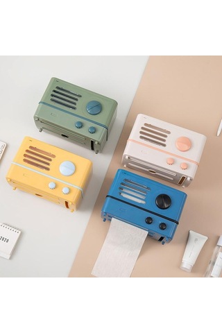 Beyaz Mengnı Taşınabilir Rulo Tutucu Su Geçirmez Saklama Kutusu Çok Fonksiyonlu Doku Kutusu Duvara Monte Tuvalet Kağıdı Tutucu Banyo Aksesuarları