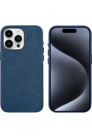 Apple Uyumlu iPhone 15 Pro Kılıf Zore Mikro Fiber Mimoza Kapak Mavi