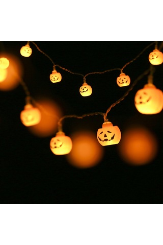 Suofeng Halloween Kabak Şekilli Işık Zinciri 3 Metre 20 Led Isı Beyaz Dekoratif Işık Teli Pil Dahil Değil
