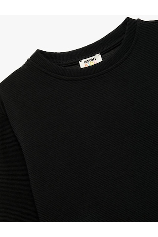 Koton Bisiklet Yaka Şardonlu Siyah Erkek Çocuk Sweatshirt 6wkb10203tk Siyah